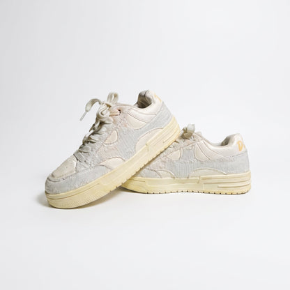 Casual Cream Textured Low-Top Shoes - ShariQ