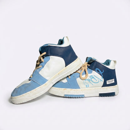 Men's Blue & White High-Top Sneakers - ShariQ
