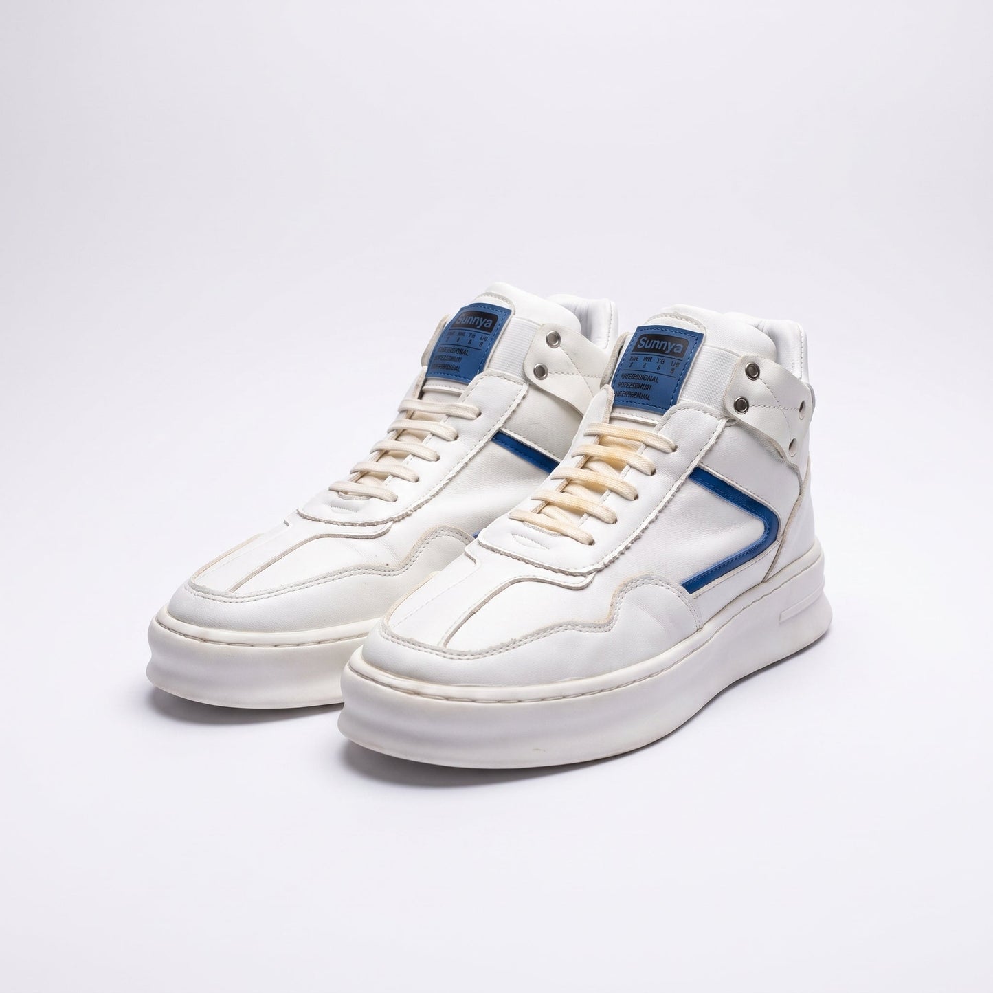 Men's White Casual High-Top Sneakers - ShariQ