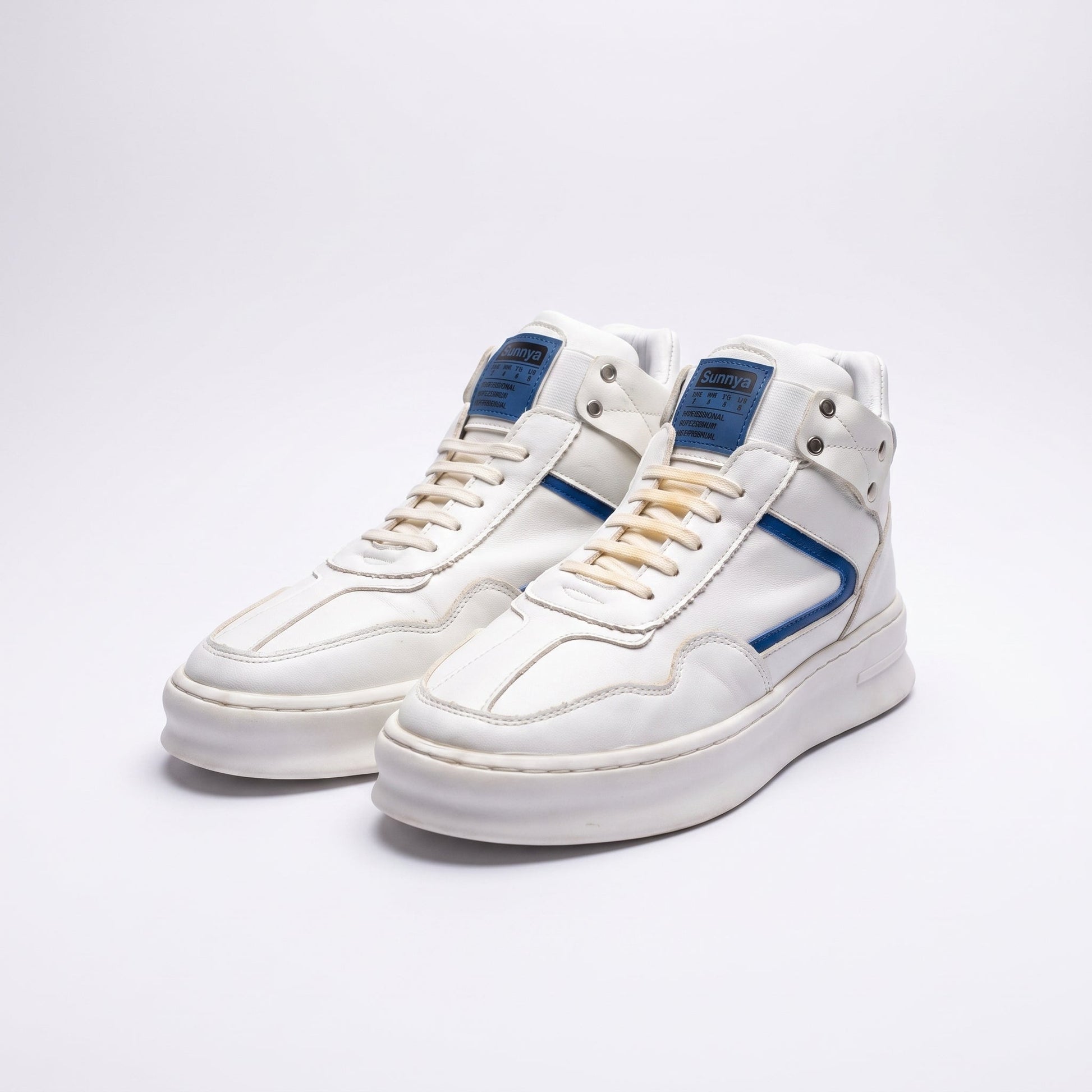 Men's White Casual High-Top Sneakers - ShariQ
