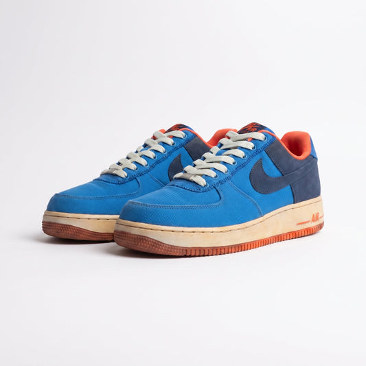 Nike Air Force 1 Low Blue & Orange Sneakers - ShariQ