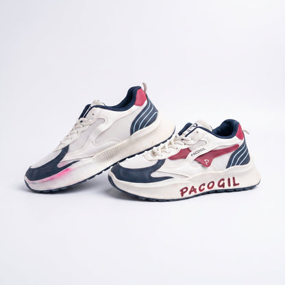 Pacogil Men's White & Navy Sneakers - ShariQ