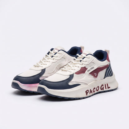 Pacogil Men's White & Navy Sneakers - ShariQ