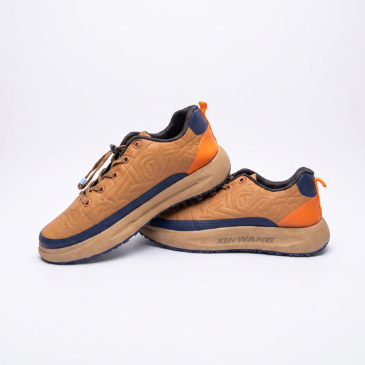 Xinwang Men's Tan & Orange Sneakers - ShariQ
